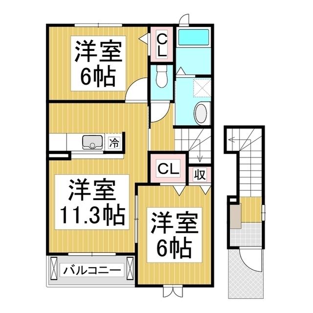 パルメゾン千曲(2LDK/2階)の間取り写真