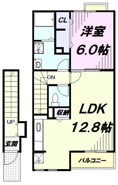フォンターナ・カリーノ(1LDK/2階)の間取り写真