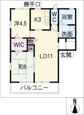 ケルン桃山(2LDK/1階)の間取り写真