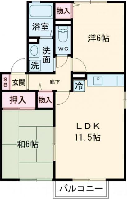 ジュネス佐藤(2LDK/2階)の間取り写真