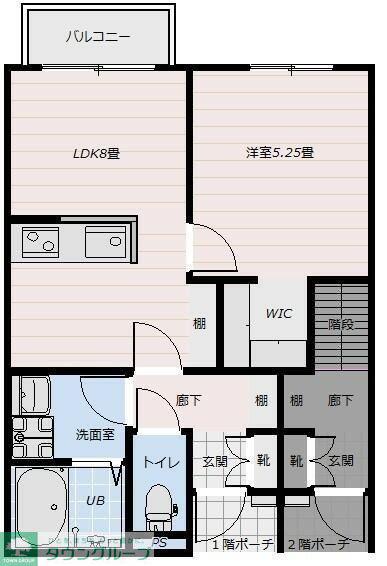 ドールヒルズA棟(1LDK/1階)の間取り写真