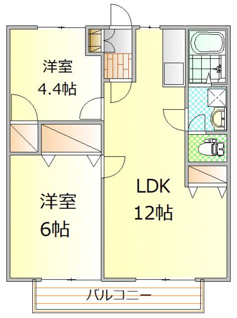 サンシティ田中A(2LDK/1階)の間取り写真