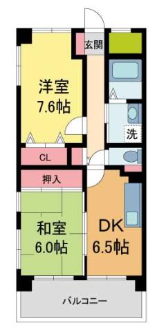 エスポワール北昭和(2DK/9階)の間取り写真