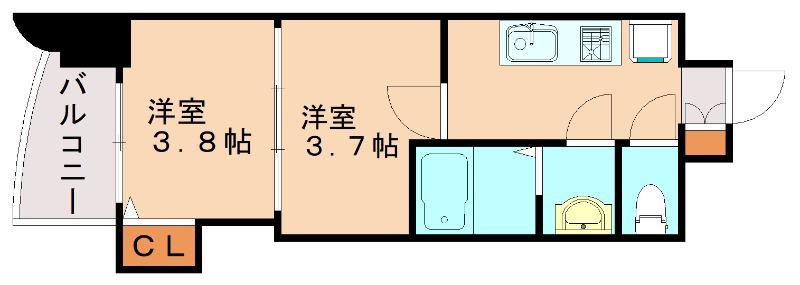 アリビオ博多駅北(2K/12階)の間取り写真