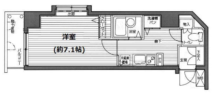 ガラステージ市ヶ谷弐番館(1K/4階)の間取り写真