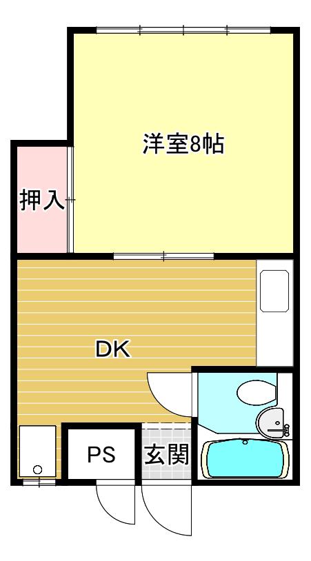 メゾン箕面(1DK/2階)の間取り写真