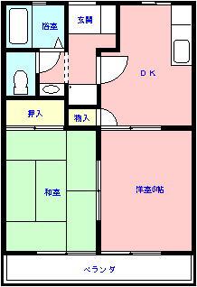 サンルミノ幕張(2DK/1階)の間取り写真