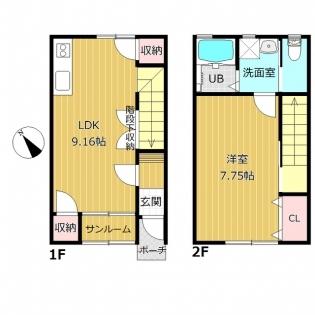 E-JAPAN奥田本町 A棟(1LDK/1階)の間取り写真
