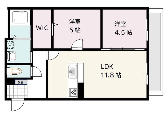 GREEN AWAY(2LDK/2階)の間取り写真
