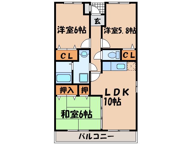 エルパティオ田原(3LDK/4階)の間取り写真