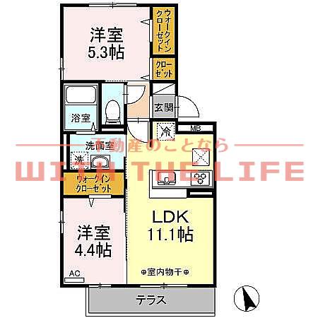 オッツ梅満II(2LDK/1階)の間取り写真