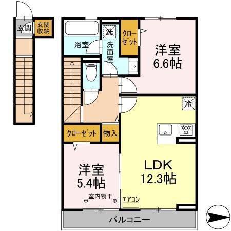 サザンレジデンス(2LDK/2階)の間取り写真
