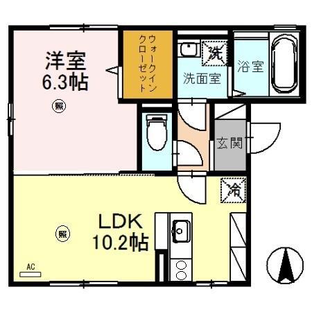 グレース中谷A(1LDK/3階)の間取り写真