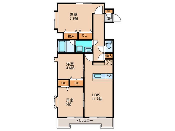 ハイネスときわ台(3LDK/5階)の間取り写真