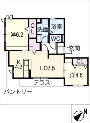 スミーベル(2LDK/1階)の間取り写真