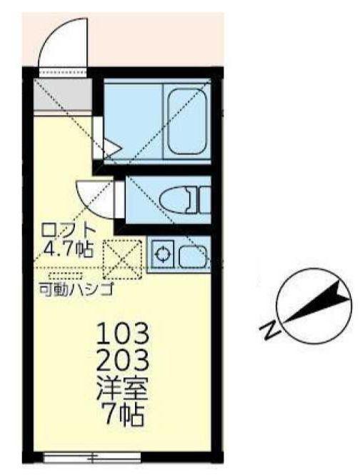 ユナイト富士見アントワーヌ(ワンルーム/2階)の間取り写真