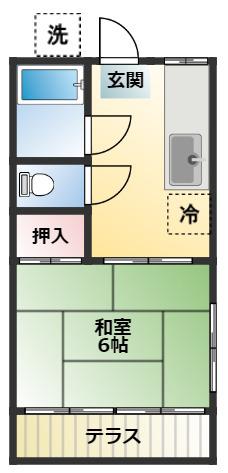 手児奈ハイツ(1K/1階)の間取り写真
