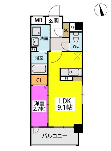 グラン ソレイユ井尻駅前(1LDK/5階)の間取り写真