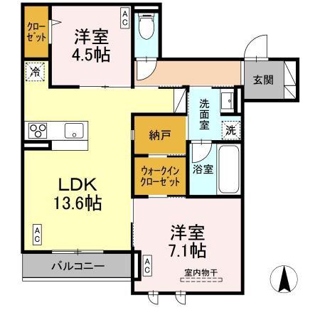 D-COMODO小金井貫井北町(2SLDK/3階)の間取り写真