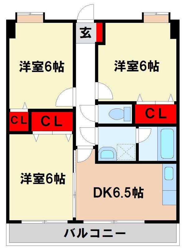 ラビナコート21(3DK/4階)の間取り写真