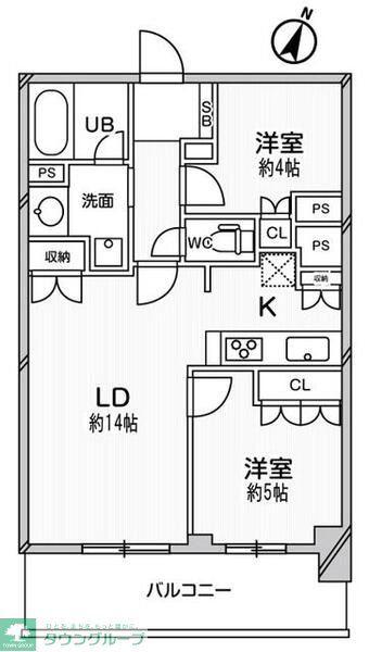 ドゥーエ大宮(2LDK/12階)の間取り写真