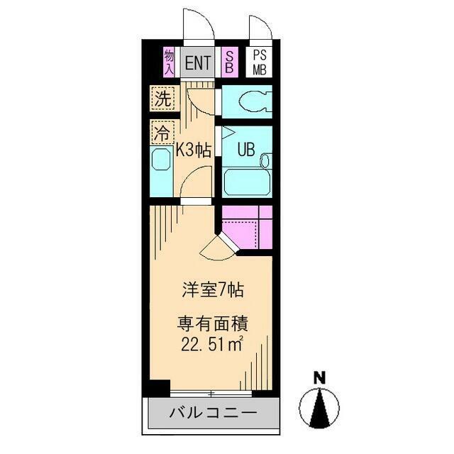 ビイルーム小金井(1K/5階)の間取り写真