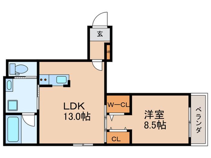 ボヌール(1LDK/3階)の間取り写真