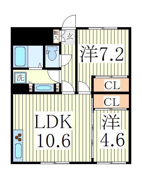 メープルガーデン(2LDK/2階)の間取り写真