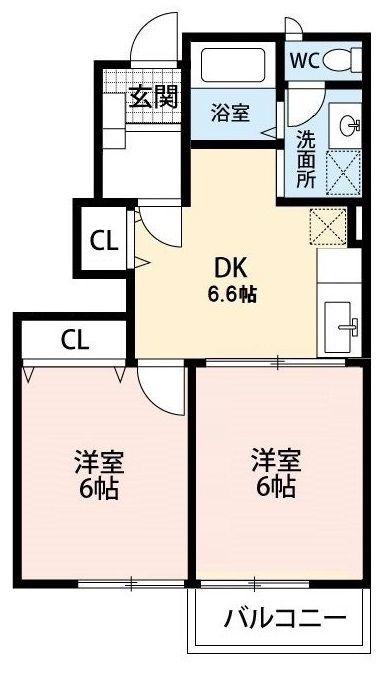 クラールA(2DK/1階)の間取り写真