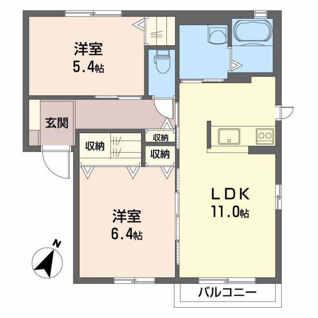 メゾン・エルム(2LDK/2階)の間取り写真