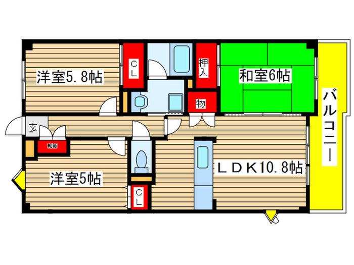 コリーヌ・アンソレイエ(3LDK/4階)の間取り写真