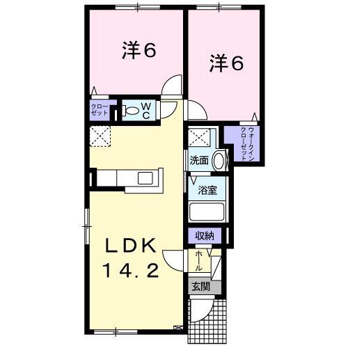 シャイン信濃(2LDK/1階)の間取り写真
