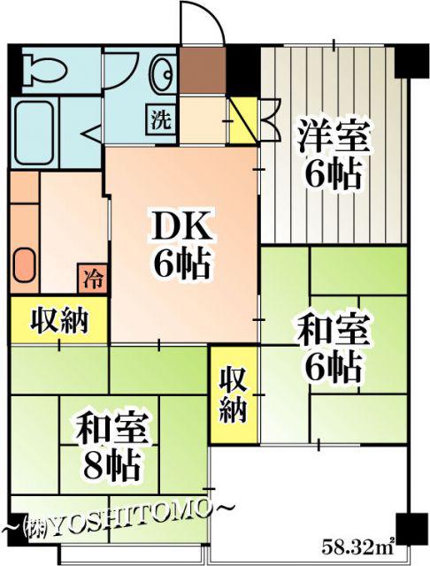 エバーグレース543(3DK/2階)の間取り写真