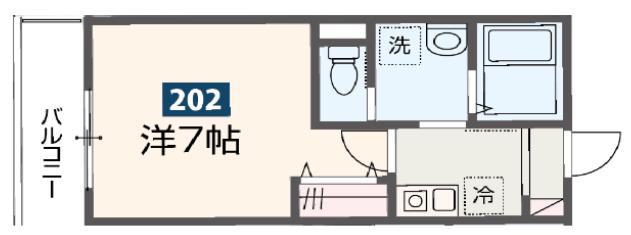 メルディア福生2(1K/2階)の間取り写真