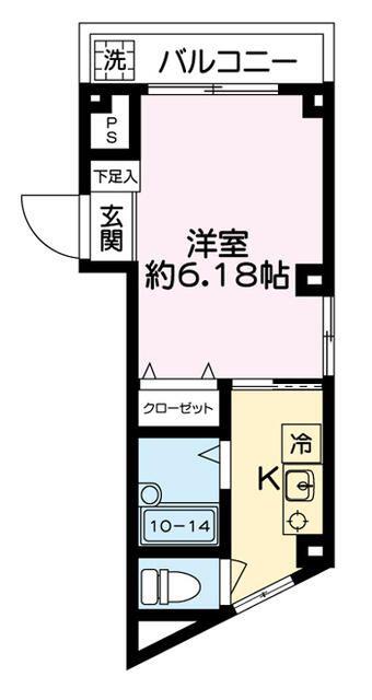 南町共栄ビル(1K/2階)の間取り写真