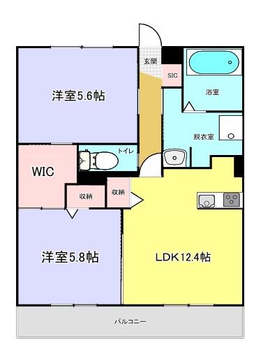 ラ・メールRTY(2LDK/3階)の間取り写真