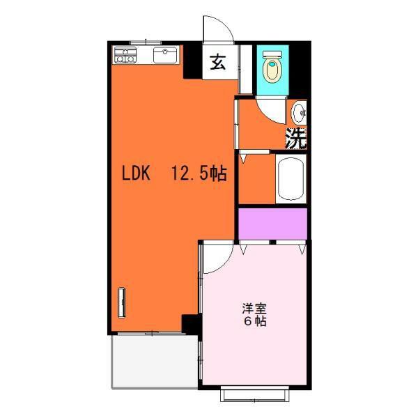メゾン美鈴(1LDK/2階)の間取り写真