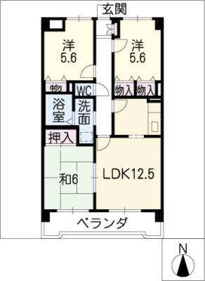グランドマンション(3LDK/5階)の間取り写真
