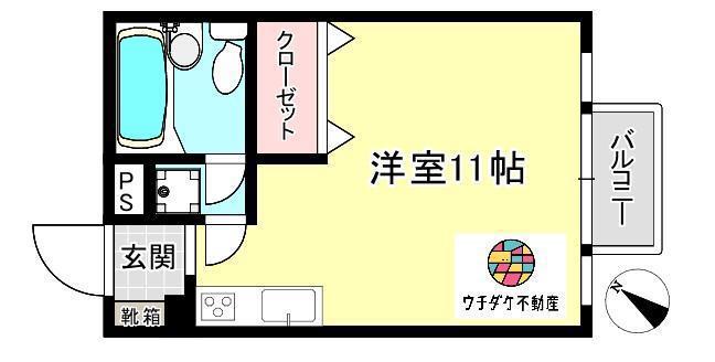 プレイヤー新屋敷(ワンルーム/5階)の間取り写真
