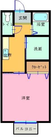 エクレールH(1K/2階)の間取り写真