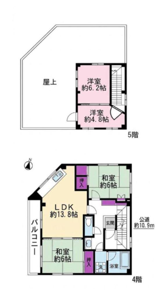 K-1ビル(4LDK/4階)の間取り写真