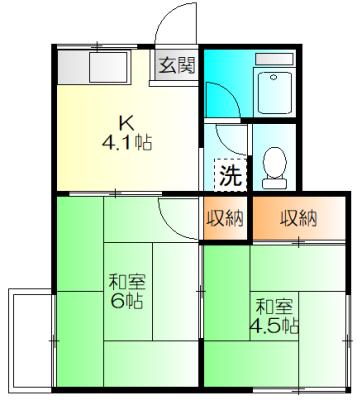 木月ハイツ(2K/2階)の間取り写真