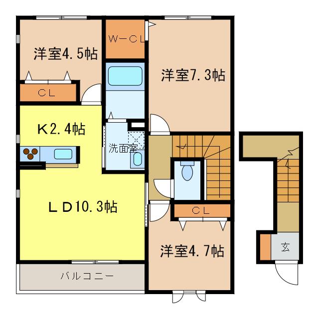 BELLA MORNE(3LDK/2階)の間取り写真