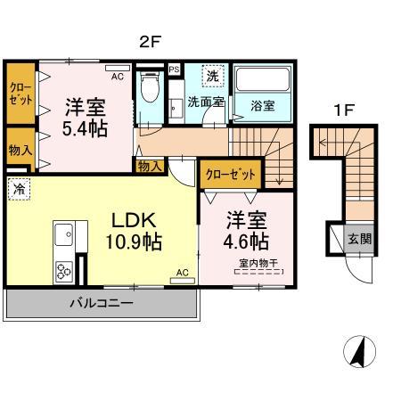 杜 セゾン(2LDK/2階)の間取り写真