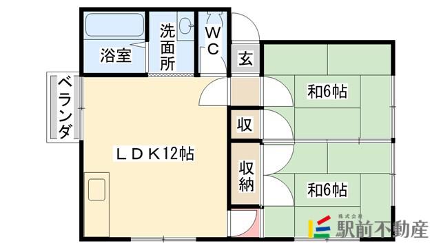 天祐グリーンズ(2LDK/1階)の間取り写真
