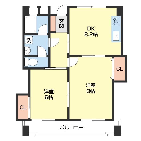 グレイスピア吹上(2DK/4階)の間取り写真