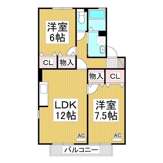 アバンサール・ミヤオ(2LDK/2階)の間取り写真