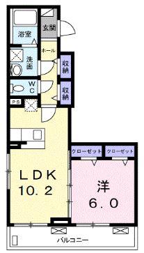 マハロⅡ(1LDK/2階)の間取り写真