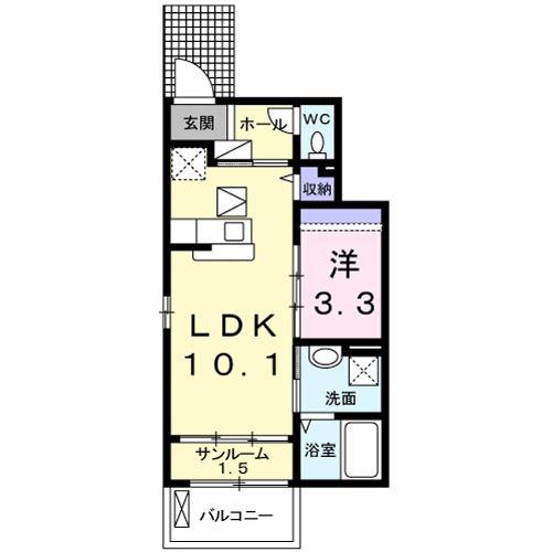 アクアーリオ(1LDK/1階)の間取り写真