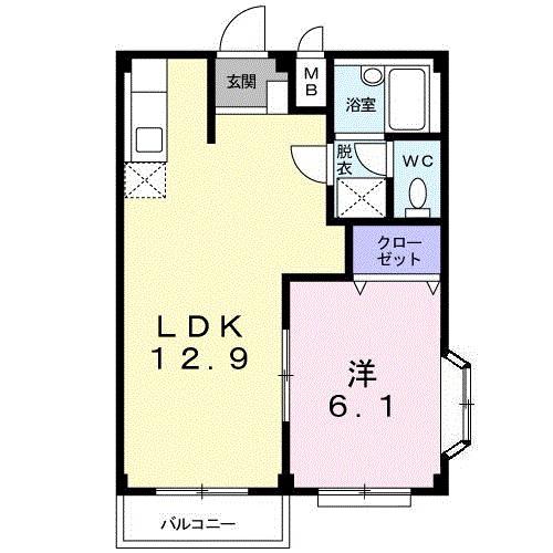 コーポウィスタリアA(1LDK/2階)の間取り写真